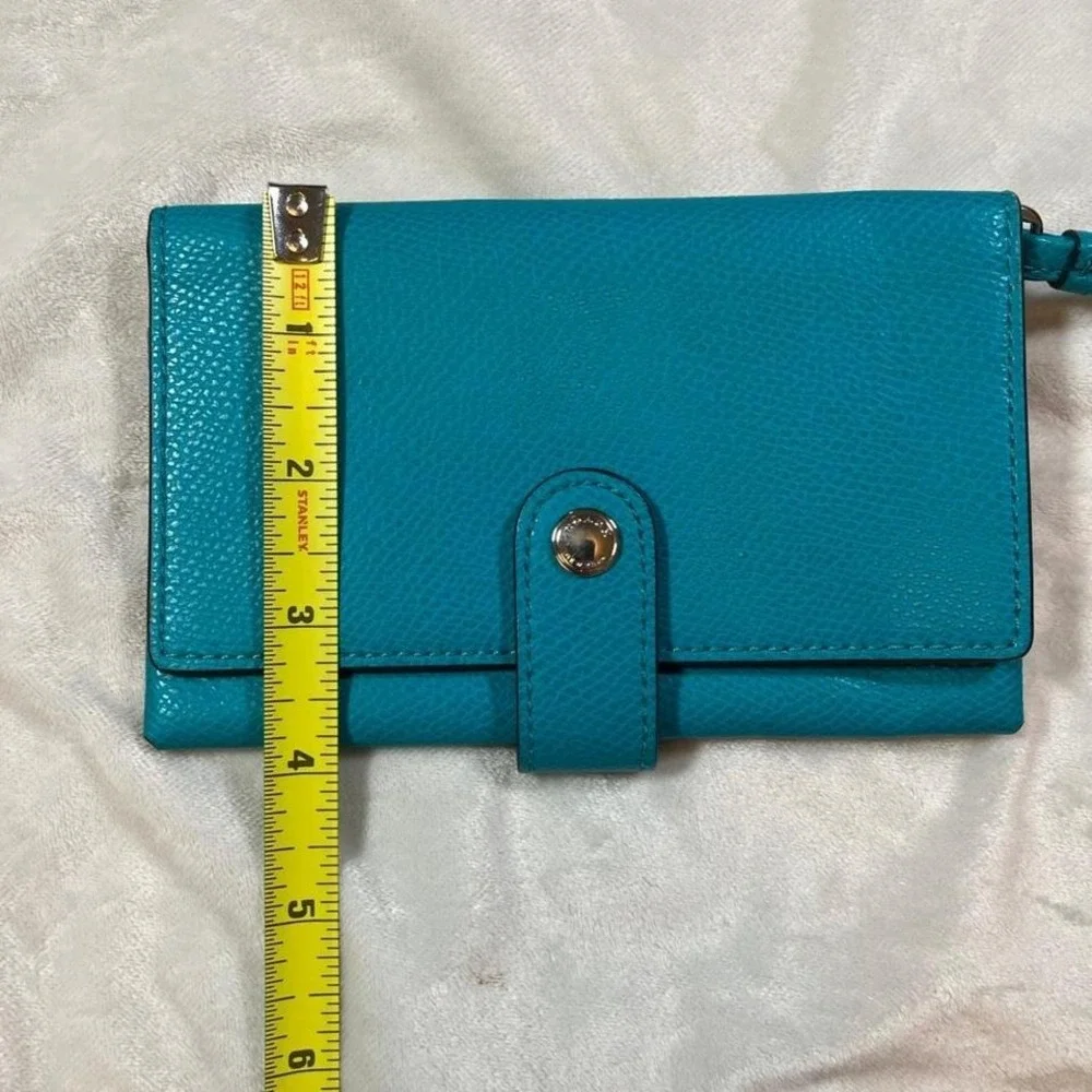 COACH Teal‎ Leather Wallet With Wrist Strap
